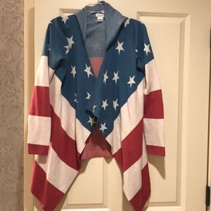 American flag hooded cardigan